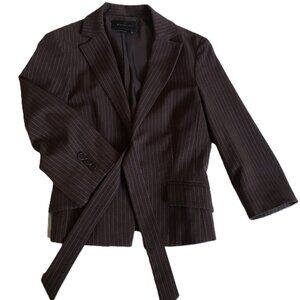 BCBG brown Blazer Jacket XS, tie front 3/4 sleeves